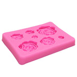 2 Stück DIY Handgemachte Seife Schokolade Fondant Backform 3D Rose Blume Kuchen Dekoration Silikonform, Blumenform (Pink), Blumenform (Grau)