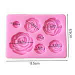 2 Stück DIY Handgemachte Seife Schokolade Fondant Backform 3D Rose Blume Kuchen Dekoration Silikonform, Blumenform (Pink), Blumenform (Grau)