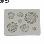 2 Stück DIY Handgemachte Seife Schokolade Fondant Backform 3D Rose Blume Kuchen Dekoration Silikonform, Blumenform (Pink), Blumenform (Grau)
