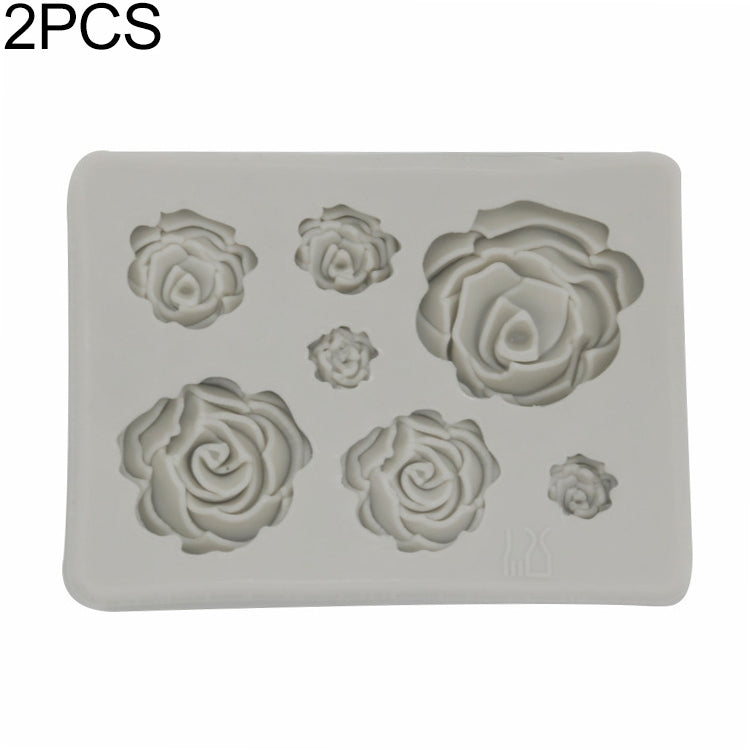 2 Stück DIY Handgemachte Seife Schokolade Fondant Backform 3D Rose Blume Kuchen Dekoration Silikonform, Blumenform (Pink), Blumenform (Grau)