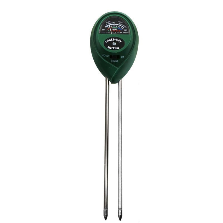 3 in 1 Bodendetektor PH-Wert Lichtintensität Teststift Rundkopf Boden Trockenfeuchtigkeitsmesser, 3 in 1