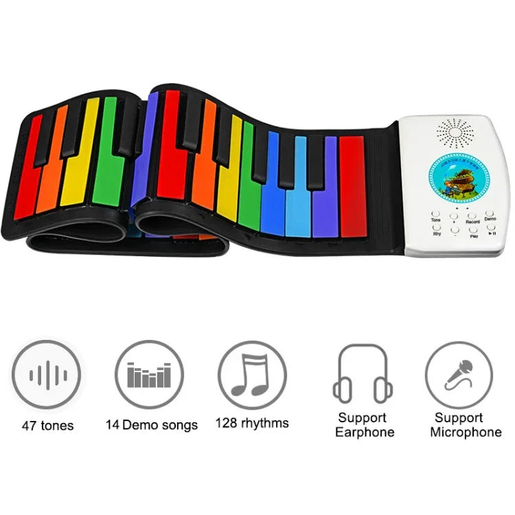 HUA008-49 Handgerolltes, faltbares Kinderklavier mit 49 Tasten, 49 Tasten