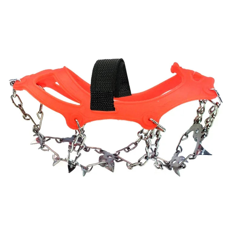 Outdoor 18-Zahn-Steigeisen aus 430er Edelstahl für Schnee und Wanderungen, rutschfeste Schuhüberzüge, Größe: 18 Zähne M (Orange), 18 Zähne L (Schwarz)