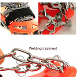 Outdoor 18-Zahn-Steigeisen aus 430er Edelstahl für Schnee und Wanderungen, rutschfeste Schuhüberzüge, Größe: 18 Zähne M (Orange), 18 Zähne L (Schwarz)