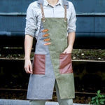 Jeansschürze Friseur Milch Teeladen Kellner Overalls, Grau-gelber Schultergurt, Blau-weißer Schultergurt, Grün-gelber Schultergurt, Grau-grüner Schultergurt, Grau-gelber Hakengurt, Blau-weißer Hakengurt, Grün-gelber Hakengurt, Grau-grüner Hakengurt
