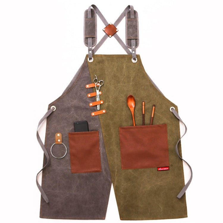 Jeansschürze Friseur Milch Teeladen Kellner Overalls, Grau-gelber Schultergurt, Blau-weißer Schultergurt, Grün-gelber Schultergurt, Grau-grüner Schultergurt, Grau-gelber Hakengurt, Blau-weißer Hakengurt, Grün-gelber Hakengurt, Grau-grüner Hakengurt
