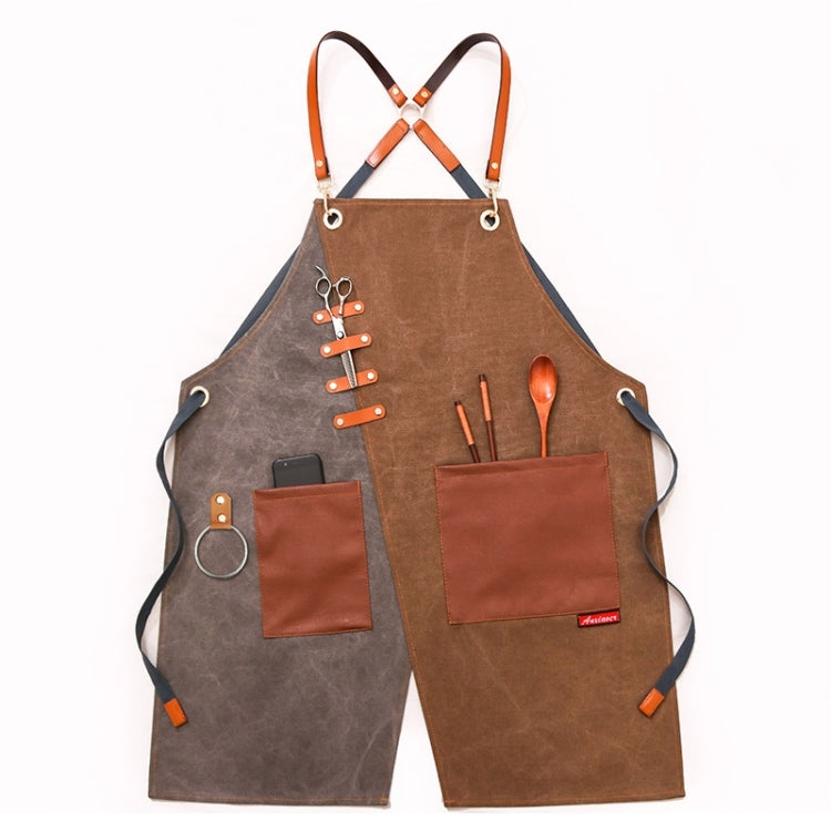 Jeansschürze Friseur Milch Teeladen Kellner Overalls, Grau-gelber Schultergurt, Blau-weißer Schultergurt, Grün-gelber Schultergurt, Grau-grüner Schultergurt, Grau-gelber Hakengurt, Blau-weißer Hakengurt, Grün-gelber Hakengurt, Grau-grüner Hakengurt