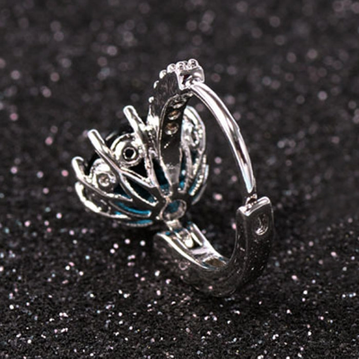 925 Sterlingsilber Damen Glänzende Form Mikro-Einsätze Zirkon Ohrringe, Weiß, Schwarz, Pink, Rot, Wasserblau