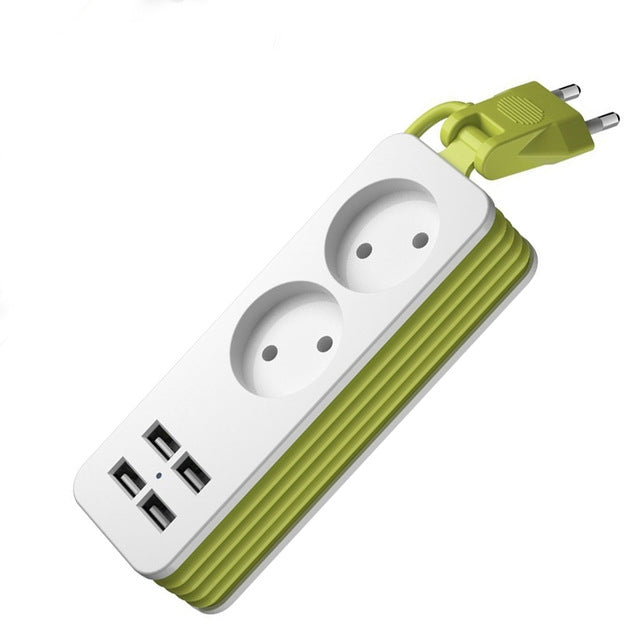 Steckdosenleiste 1/2 EU-Stecker 4 USB-Anschlüsse 1200W 250V 1,5m Kabel Wand tragbare Mehrfachsteckdose, EU-Stecker Steckdosen