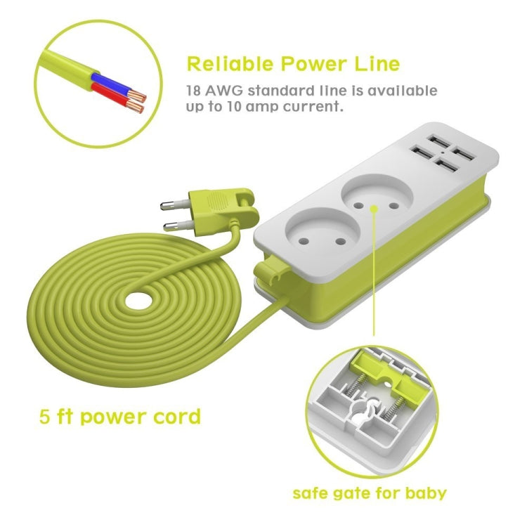Steckdosenleiste 1/2 EU-Stecker 4 USB-Anschlüsse 1200W 250V 1,5m Kabel Wand tragbare Mehrfachsteckdose, EU-Stecker Steckdosen