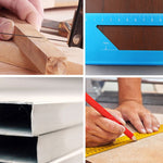 Holzbearbeitungs-T-förmiger Markierzirkel Multifunktions-Winkel Aluminiumlegierung Ritzel, Dunkelblau, Rot