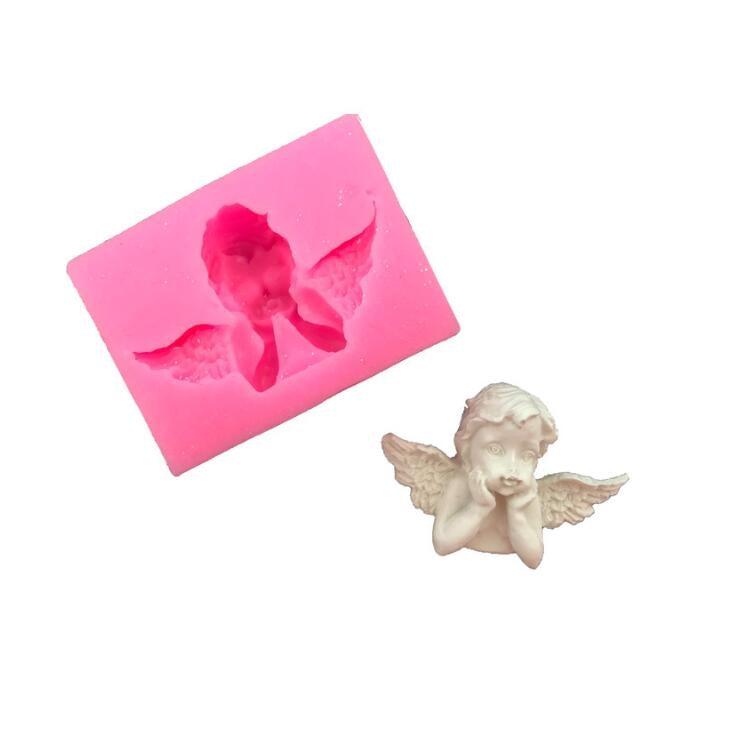 2 PCS Engelförmige Fondant-Kuchen-Silikonform Aroma Weicher Ton Gips Plastikdekoration, Engelförmig