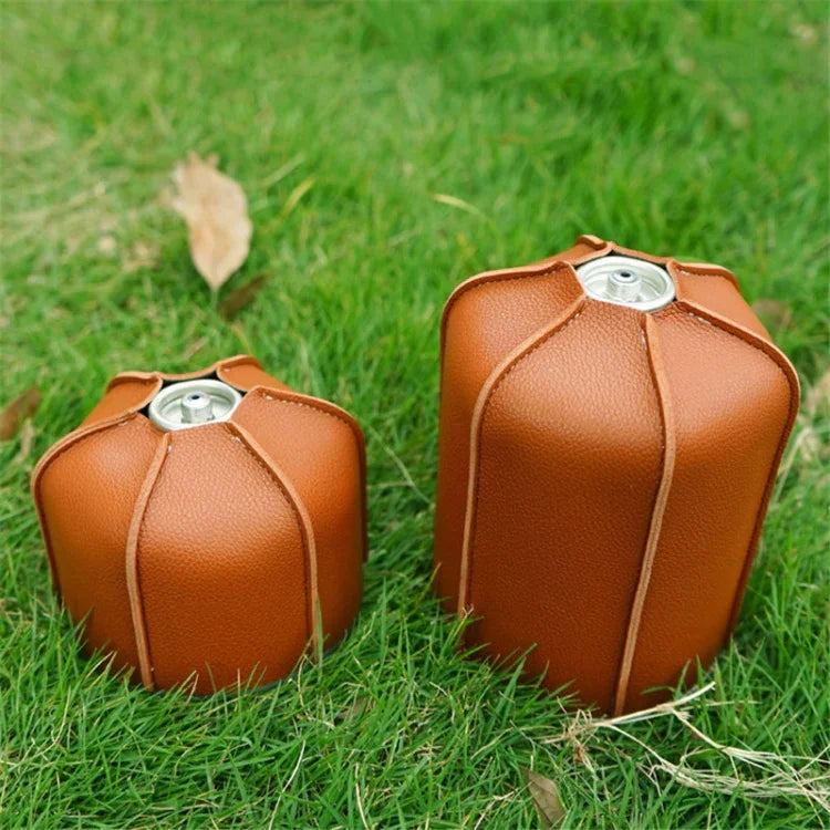 Outdoor Camping Flachgastank Lederhülle Camping Dampflampe Kraftstofftank PU Schutzhülle, Für 230g Gastank, Für 450g Gastank