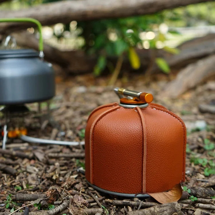 Outdoor Camping Flachgastank Lederhülle Camping Dampflampe Kraftstofftank PU Schutzhülle, Für 230g Gastank, Für 450g Gastank