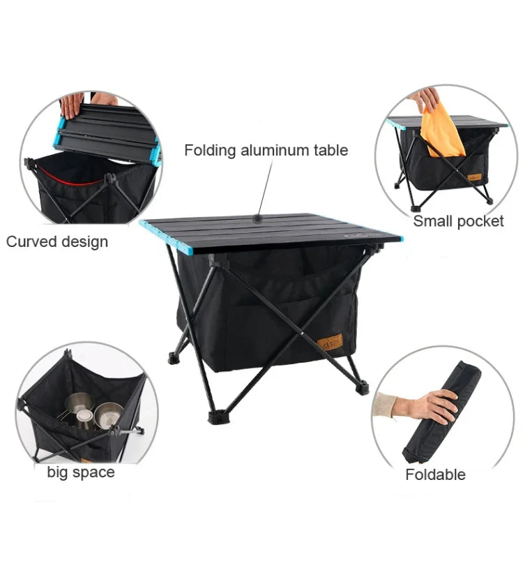 CLS Outdoor Klapptisch für Picknicktisch, Aufbewahrungs-Hängetasche, tragbare unsichtbare Tasche, Aufbewahrungs-Hängetasche, Stil:, kleine Tasche, große Tasche, Tisch klein + kleine Tasche, Tisch mittel + große Tasche