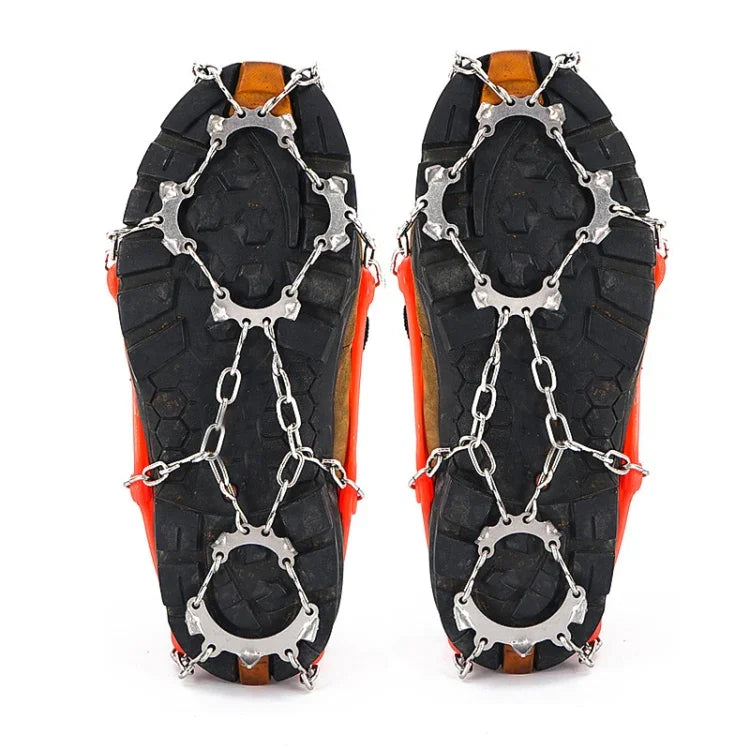 13 Zähne Outdoor Edelstahl-Bergsteiger-Steigeisen Trekking Anti-Rutsch-Schuhüberzüge, Größe:, 13 Zähne M（Orange）