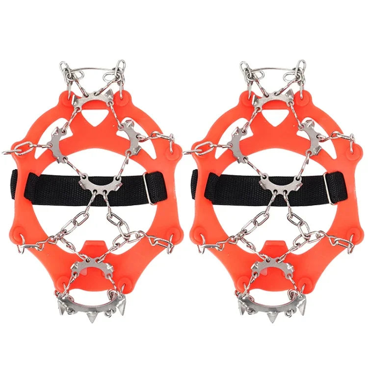 13 Zähne Outdoor Edelstahl-Bergsteiger-Steigeisen Trekking Anti-Rutsch-Schuhüberzüge, Größe:, 13 Zähne M（Orange）