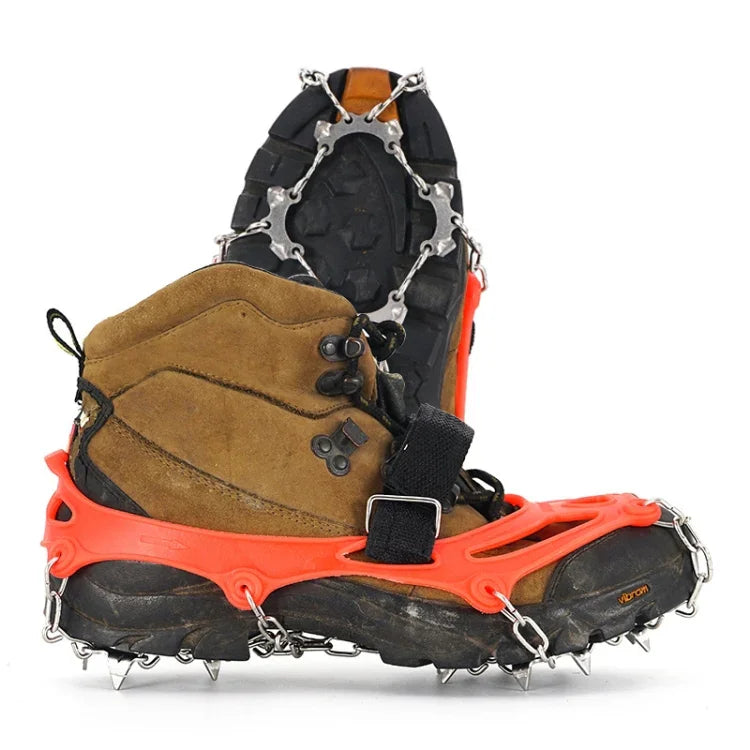 13 Zähne Outdoor Edelstahl-Bergsteiger-Steigeisen Trekking Anti-Rutsch-Schuhüberzüge, Größe:, 13 Zähne M（Orange）