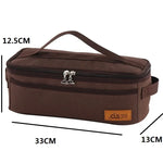 CLS Outdoor Camping Kochgeschirr Aufbewahrungstasche BBQ Besteck Aufbewahrungstasche Reise Tragbare Kulturtasche, Braun, Streifen, Farbe