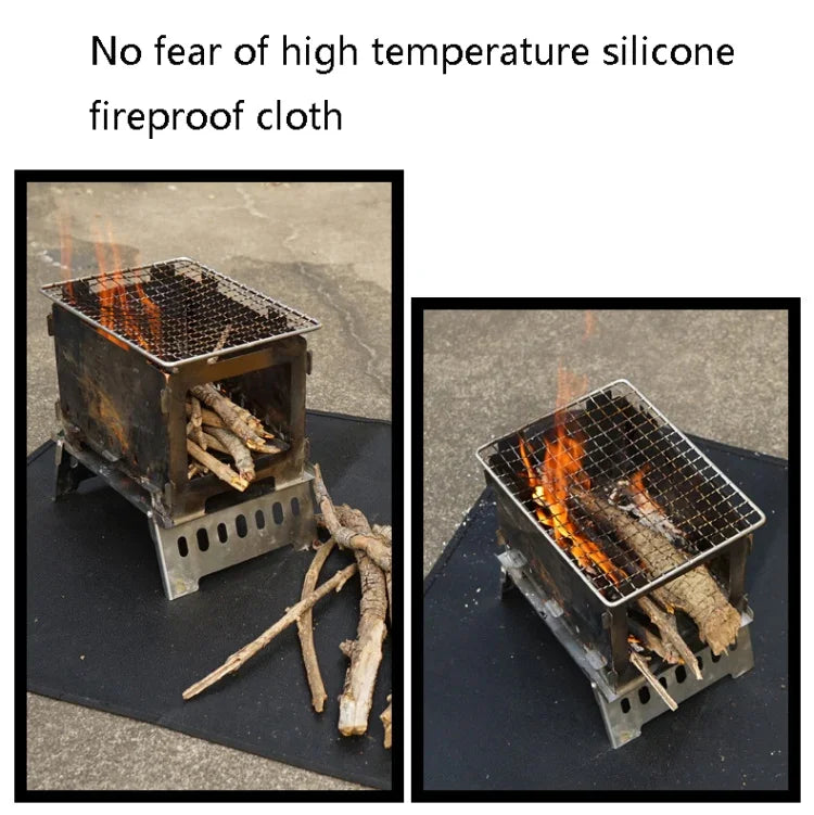 CLS Outdoor Camping Silikon feuerfestes Tuch Picknick Grill Wärmeisolationsunterlage, S: 350x340mm, M: 450x370mm, L: 600x520mm, XL: 800x750mm