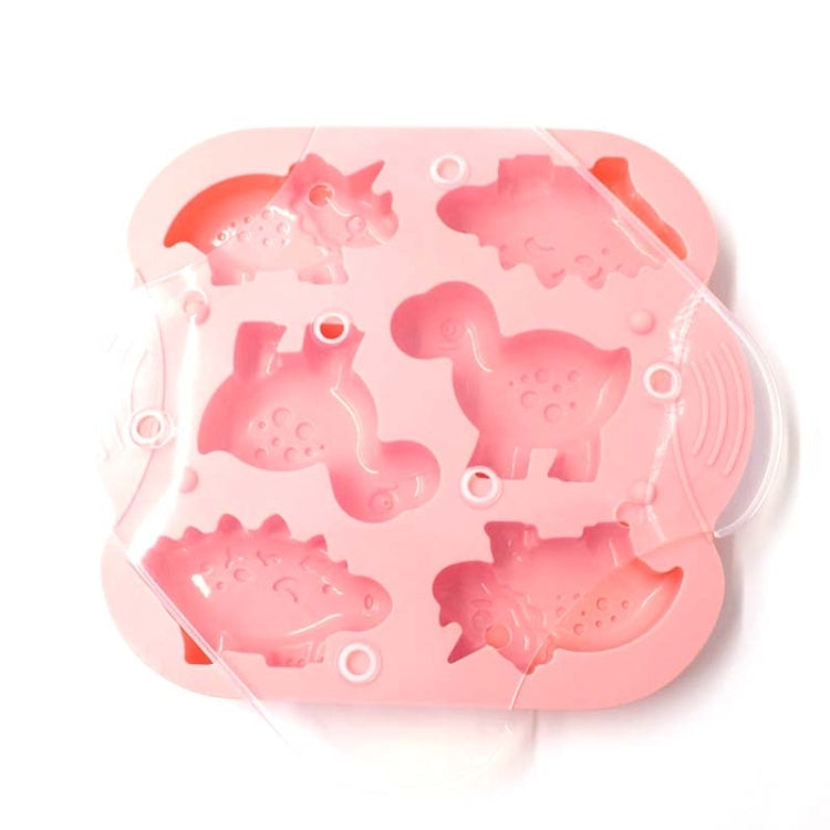 DIY 6er-Gitter Silikon Dinosaurier Kuchenform Baby Beikost Form Backwerkzeuge, Rosa, Hellgrün