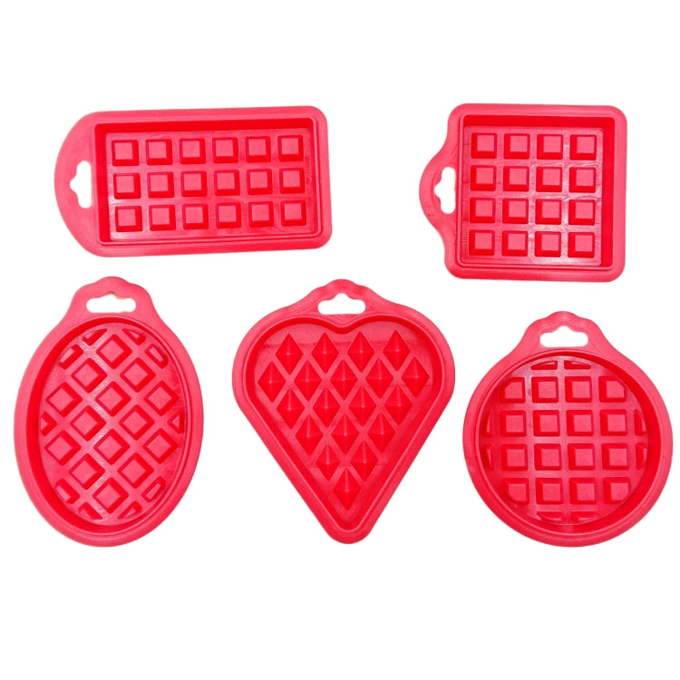 5-in-1 Lebensmittelqualität Silikon-Waffelform Küchen-Kuchenset Backzubehör, Rot, Grün, Beige, Rosa