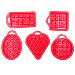 5-in-1 Lebensmittelqualität Silikon-Waffelform Küchen-Kuchenset Backzubehör, Rot, Grün, Beige, Rosa