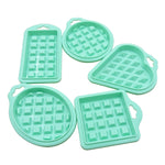 5-in-1 Lebensmittelqualität Silikon-Waffelform Küchen-Kuchenset Backzubehör, Rot, Grün, Beige, Rosa