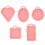 5-in-1 Lebensmittelqualität Silikon-Waffelform Küchen-Kuchenset Backzubehör, Rot, Grün, Beige, Rosa