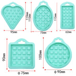 5-in-1 Lebensmittelqualität Silikon-Waffelform Küchen-Kuchenset Backzubehör, Rot, Grün, Beige, Rosa
