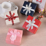 10 Stück Schleifen-Schmuckgeschenkbox, quadratische Schmuck-Pappverpackung, 8x8x4,5cm, 9x9x4cm, 6,2x6,2cm, 8x8x3,5cm