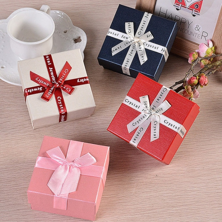 10 Stück Schleifen-Schmuckgeschenkbox, quadratische Schmuck-Pappverpackung, 8x8x4,5cm, 9x9x4cm, 6,2x6,2cm, 8x8x3,5cm