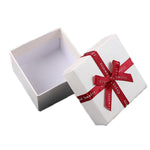10 Stück Schleifen-Schmuckgeschenkbox, quadratische Schmuck-Pappverpackung, 8x8x4,5cm, 9x9x4cm, 6,2x6,2cm, 8x8x3,5cm