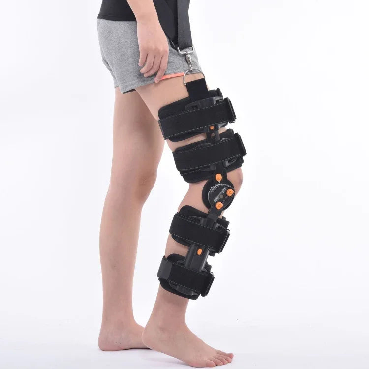 Längenverstellbare Kniebandage für Erwachsene mit 12 Löchern, Ausführung: Klettverschluss (ohne Riemen), Klettverschluss (mit Riemen), Schnalle für einfaches Anlegen (ohne Riemen), Schnalle für einfaches Anlegen (mit Riemen)