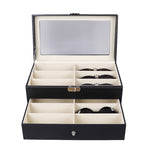 PU-Leder Doppel-Schicht Brillenetui Sonnenbrillen-Aufbewahrungsbox, Größe: 33,5x19,5x15,5 cm