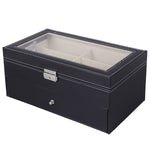 PU-Leder Doppel-Schicht Brillenetui Sonnenbrillen-Aufbewahrungsbox, Größe: 33,5x19,5x15,5 cm