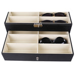 PU-Leder Doppel-Schicht Brillenetui Sonnenbrillen-Aufbewahrungsbox, Größe: 33,5x19,5x15,5 cm