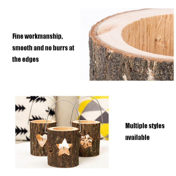 120211 Valentinstag Atmosphäre Lampe Kerzenständer Cafe Dekoration Home Party Dekoration Teewachs Holz Kerzenbecher, Schneeflocke, Kiefer, Fünfzackige Sterne, Liebe