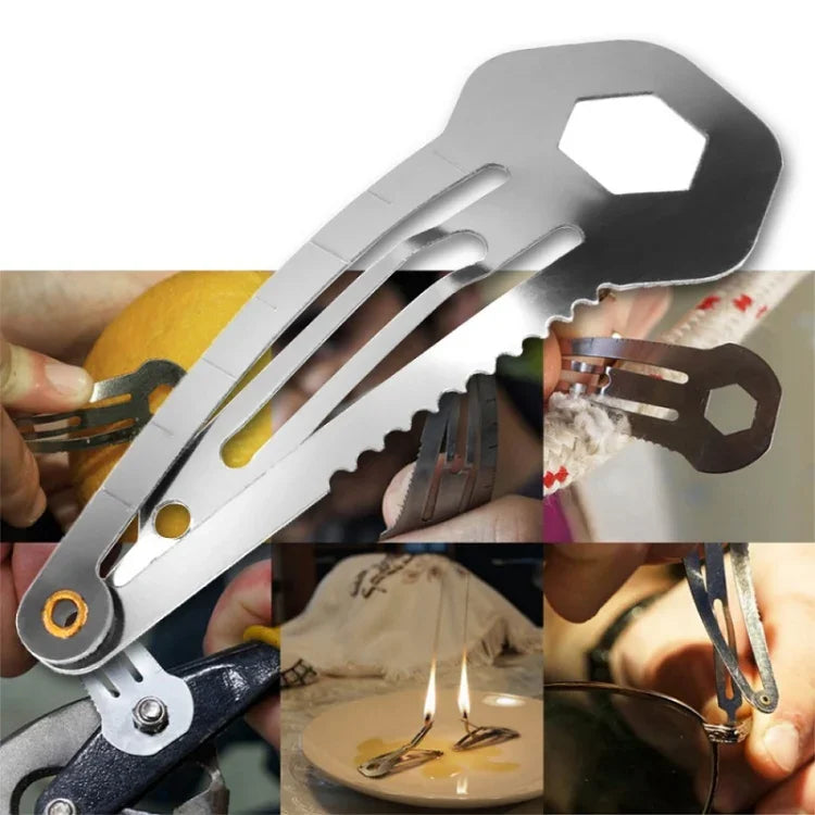 2 STÜCK 8-in-1 Multifunktionale Haarspange Outdoor-Selbstverteidigung Erste-Hilfe-Werkzeug, 2 STÜCK 8-in-1 (Schwarz), 2 STÜCK 8-in-1 (Silber)
