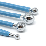 4 in 1 Edelstahl kugelförmige Schnitzgruppe Pillenstab Fondant Ton Farbiger Ton Schnitzwerkzeug-Set, Blau, Grün, Lila