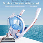 Doppelschlauch-Schnorchelmaske aus Silikon, vollständig trocken, Tauchmaske für Erwachsene, Schwimmmaske, Taucherbrille, S/M, L/XL