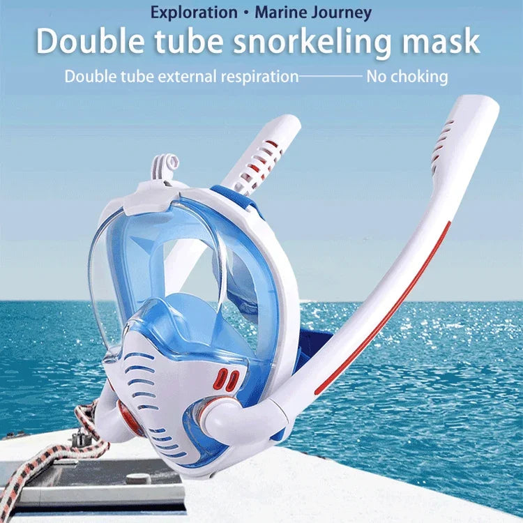 Doppelschlauch-Schnorchelmaske aus Silikon, vollständig trocken, Tauchmaske für Erwachsene, Schwimmmaske, Taucherbrille, S/M, L/XL
