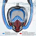 Doppelschlauch-Schnorchelmaske aus Silikon, vollständig trocken, Tauchmaske für Erwachsene, Schwimmmaske, Taucherbrille, S/M, L/XL