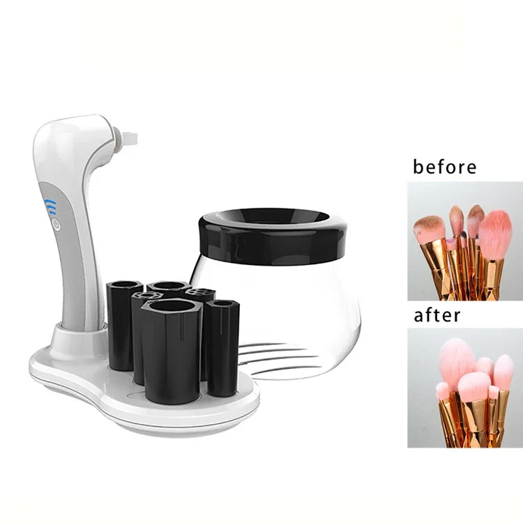 Elektrischer Make-up-Pinselreiniger mit automatischem Trockner, USB-aufladbar, Weiß, Schwarz