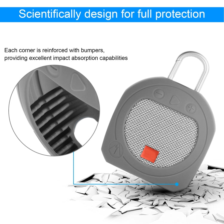 Silikon-Bluetooth-Lautsprecher-Schutzhülle, sturzsichere Aufbewahrungshülle für JBL Clip 3, Pink, Schwarz, Mittelgrau, Dunkelgrau-Blau, Türkis