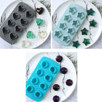 2 STÜCK Kreative Silikon-Eiswürfelform, 8 durchgehende Formen, selbstgemachte DIY-Eiswürfelbox, Stil: Ziegel (Blau), Ziegel (Bonbonfarbe), Ziegel (Gelee), Herzförmig (Bonboneffekt), Herzförmig (Gelee-Effekt), Fünfstern (Bonboneffekt)
