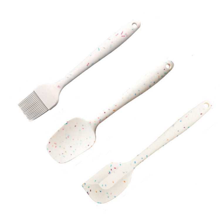 3-in-1 Küchen-Pfannkuchen-DIY-Backwerkzeug-Set, Farbe: Holzmaserung, Grillpinsel + Butterspatel + Pfannenwender-Set, Weiß