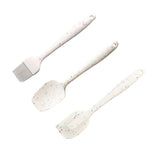 3-in-1 Küchen-Pfannkuchen-DIY-Backwerkzeug-Set, Farbe: Holzmaserung, Grillpinsel + Butterspatel + Pfannenwender-Set, Weiß