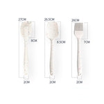 3-in-1 Küchen-Pfannkuchen-DIY-Backwerkzeug-Set, Farbe: Holzmaserung, Grillpinsel + Butterspatel + Pfannenwender-Set, Weiß