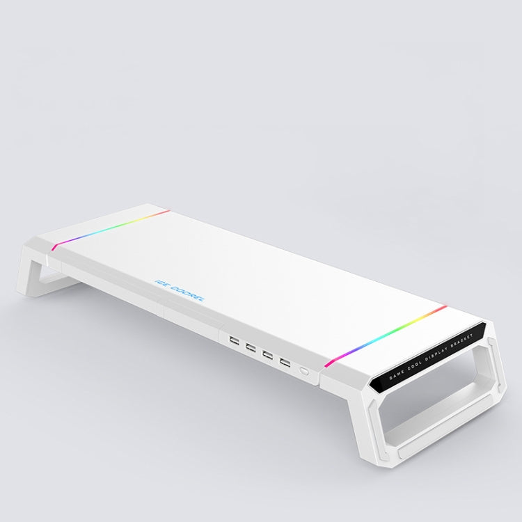ICE COOREL T1 Monitor-Erhöhungsständer Klappbarer Laptop-Ständer mit RGB-Beleuchtung & 4xUSB-Erweiterungsschnittstelle